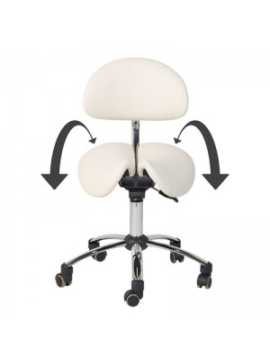 Ergonomisk behandlerstol - Sadelstol med 2-deltsæde og ryglæn, hvid