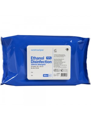 Wet Wipe Ethanol Desinfektion Mini, 25 stk 20x30 cm