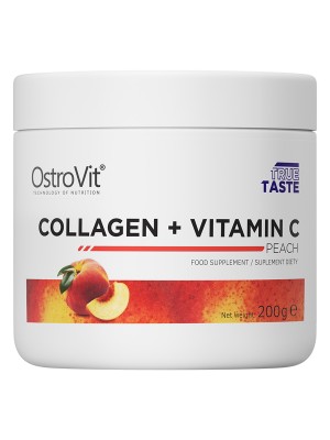 Collagen + Vitamin-C Peach, 200 g pulver med smag af fersken, OstroVit