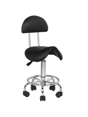 Ergonomisk sadelstol med ryglæn, Model 6001, sort