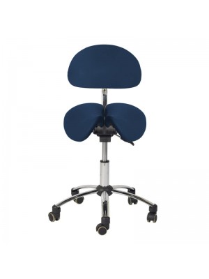 Ergonomisk behandlerstol - Sadelstol med 2-delt sæde og ryglæn, blaa