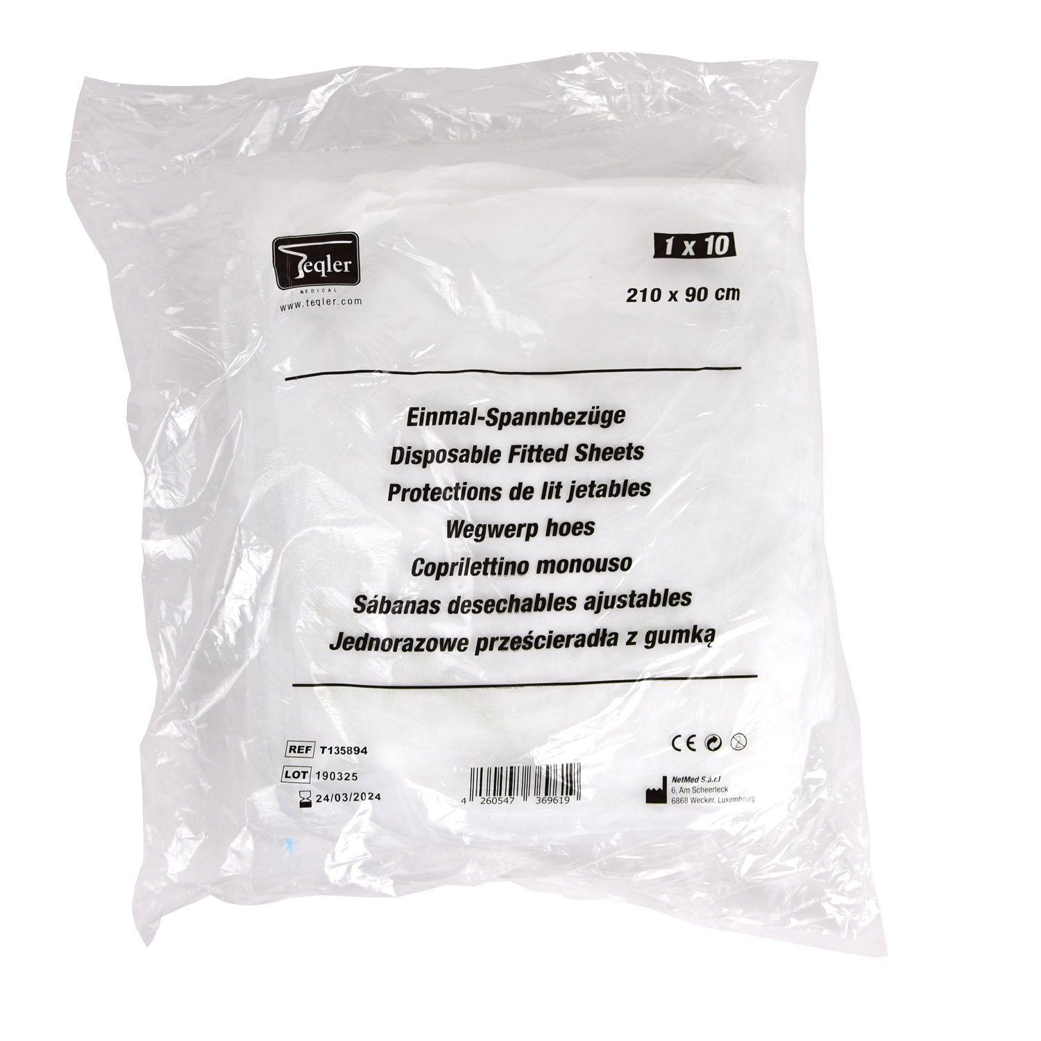 Engangslagen med elastik til briks, Non-woven,10 stk, 210x90 cm