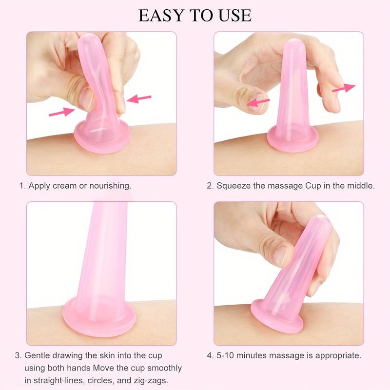 Ansigts cupping sæt, 2 store + 2 små, pink