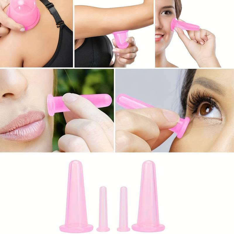 Ansigts cupping sæt, 2 store + 2 små, pink