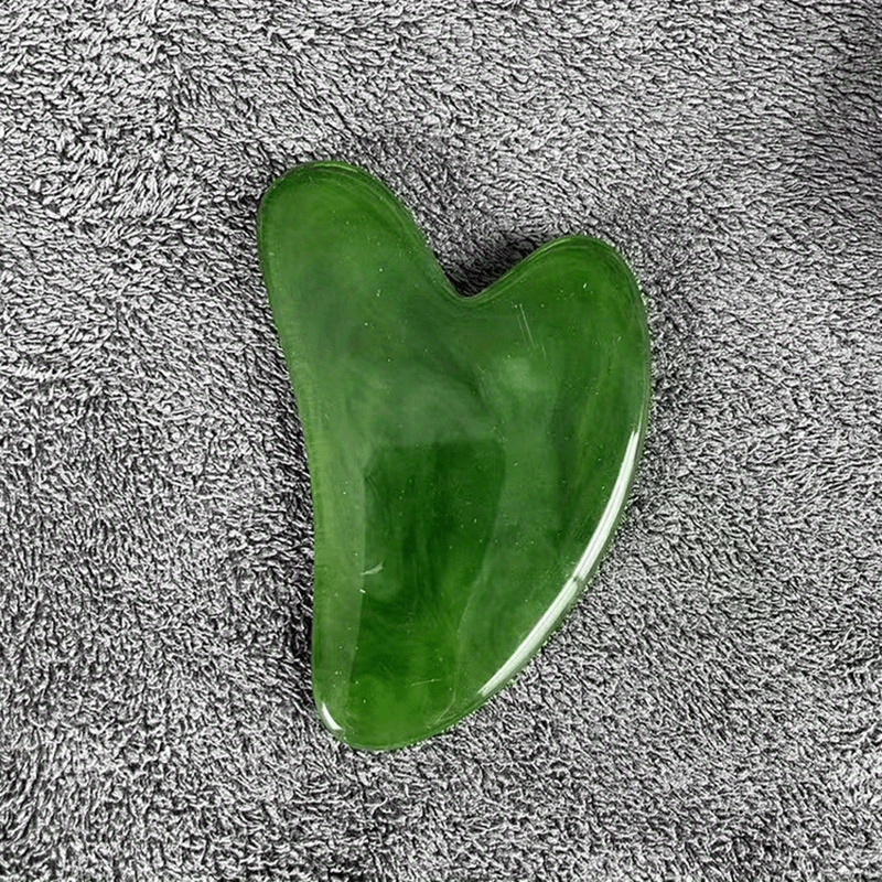 Gua Sha massageredskab, hjerteformet, grøn