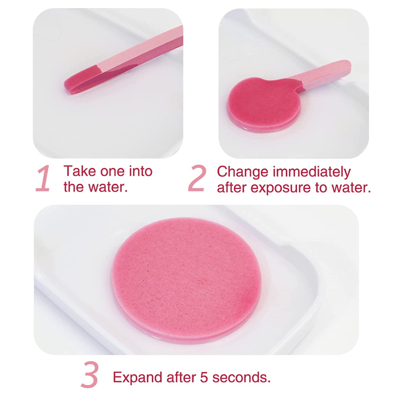 Komprimeret svamp, 12 styk pink