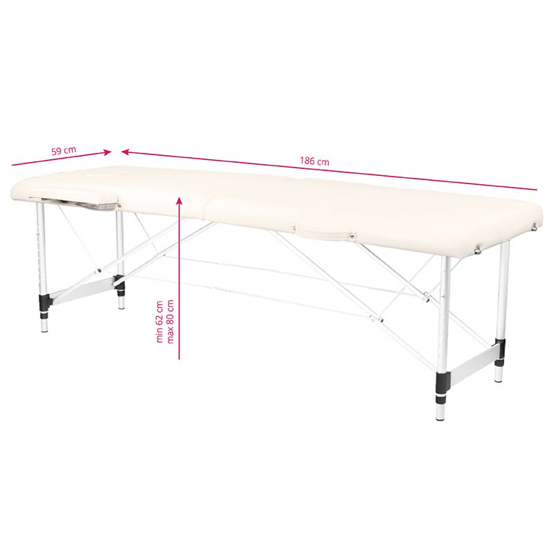 Transportabel briks, aluminium, 2 sektioner, Creme