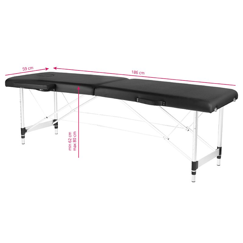 Transportabel briks, aluminium, 2 sektioner, sort