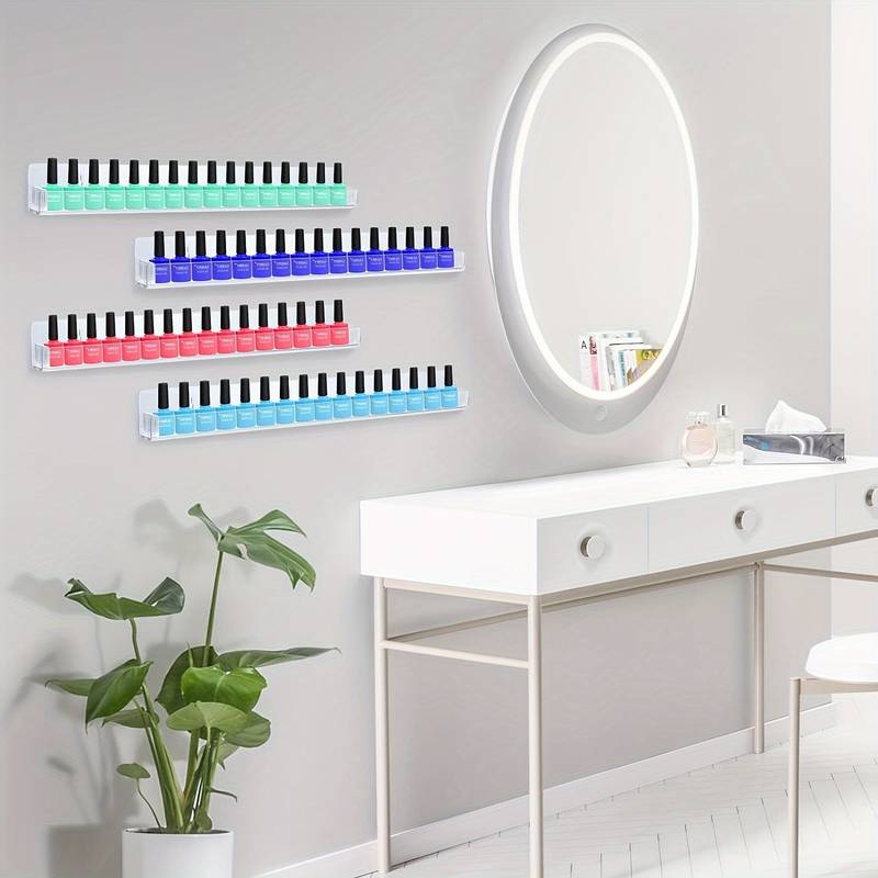 Neglelak hylde i klar akryl / plexiglas, 8 styks pakning