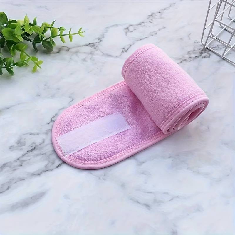 Frotté hårbånd med velcro, Pink