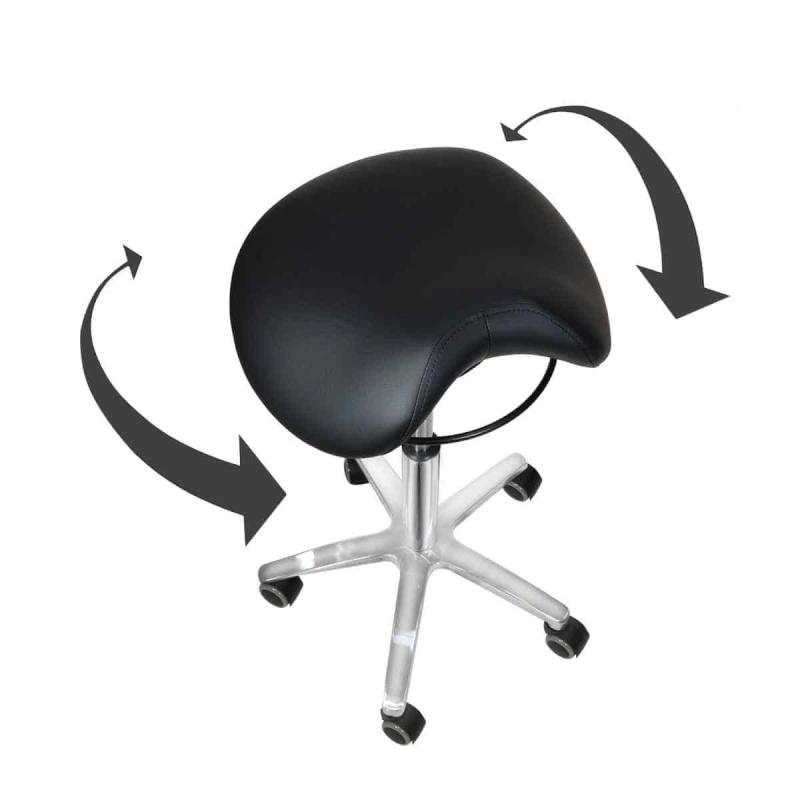 Sadelstol med swing mekanisme, Hvid Teqler