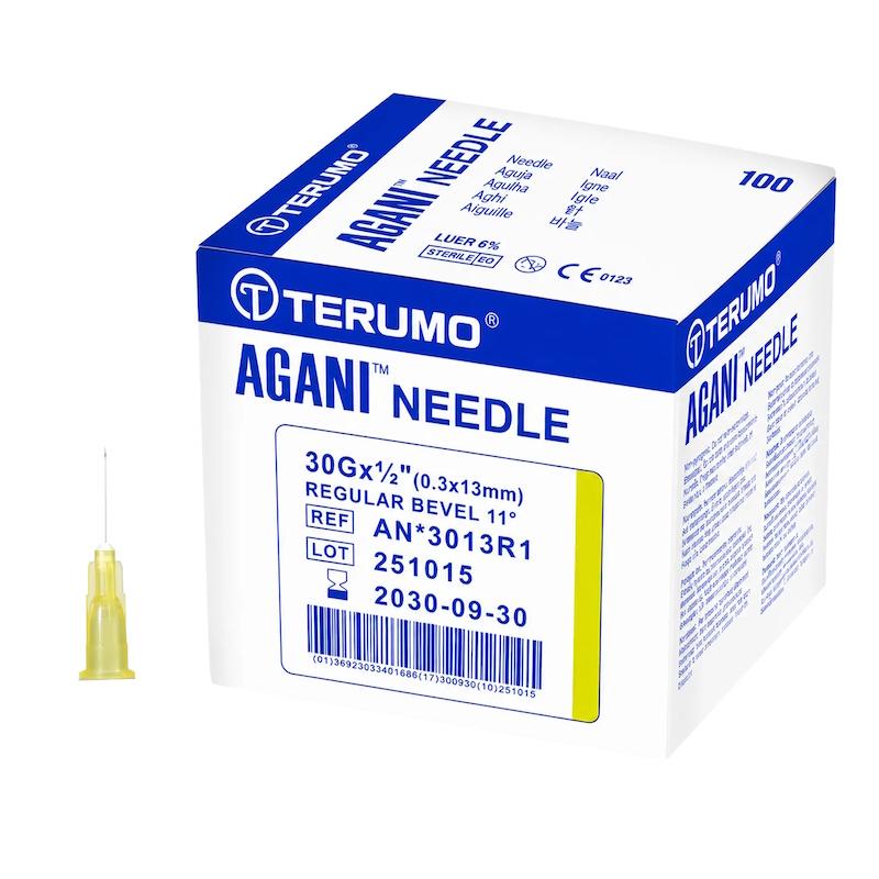 Kanyle 30G x ½", 0,3 x 13 mm, gul, 100 stk, Terumo Agani