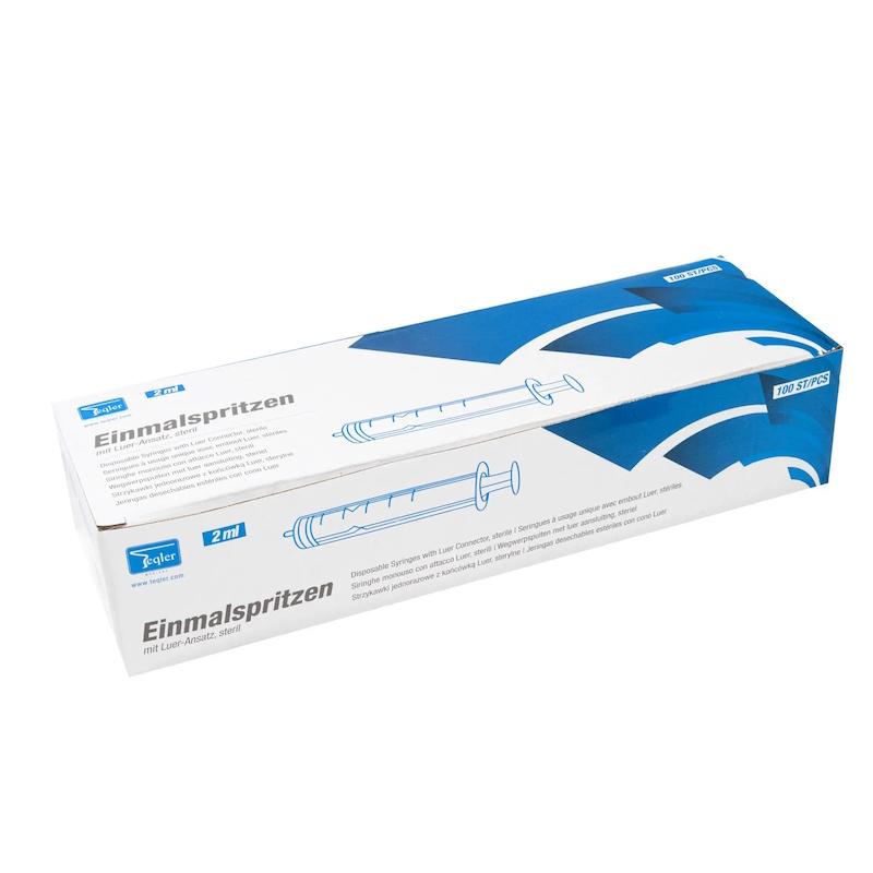 2 ml sprøjte med luer connector, 100 stk, Teqler