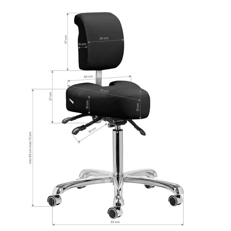 Ergonomisk behandlerstol model Bonito 2116, Sort