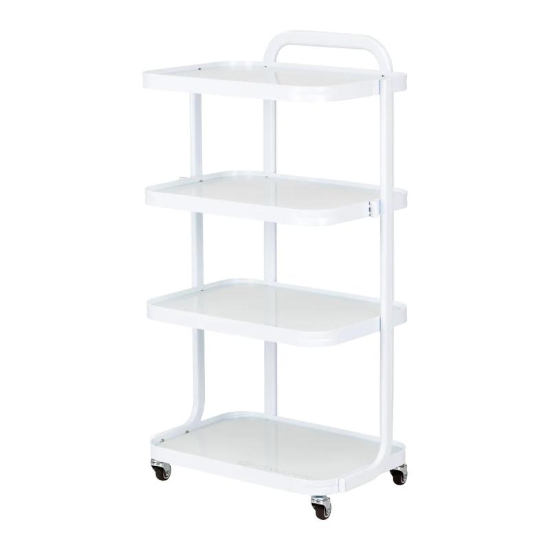 Bonito Rullebord model I7813, Aluminium med 4 glashylder, Hvid
