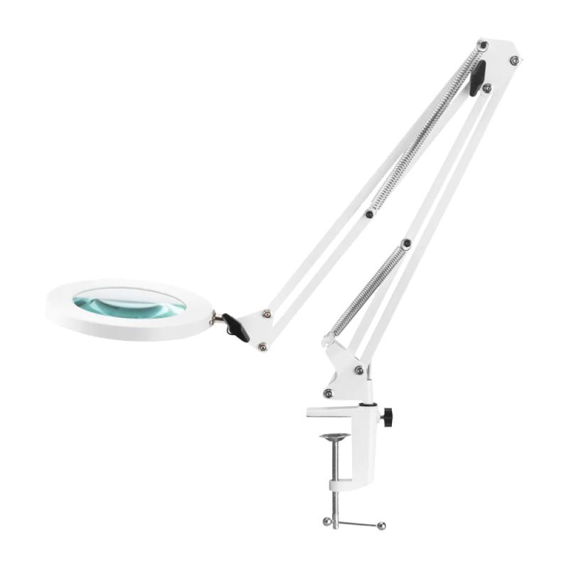 LED Luplampe til bord med hul eller klemme, 8 diopter, Hvid, LUXLight 308