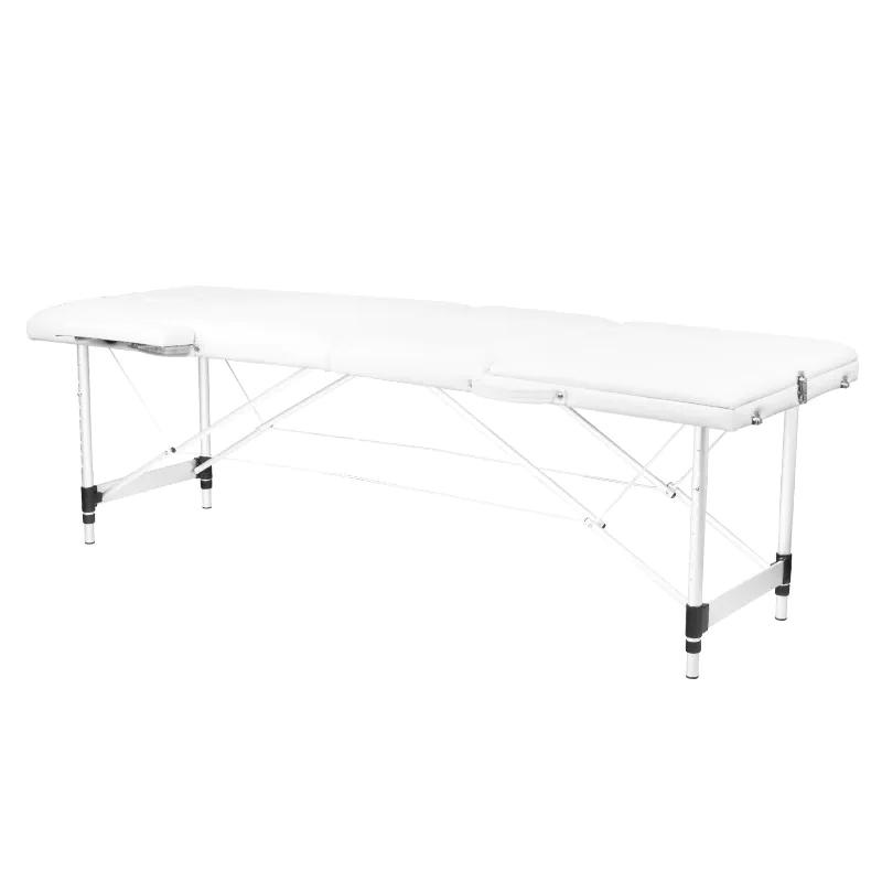 Transportabel briks, aluminium, 3 sektioner, Hvid