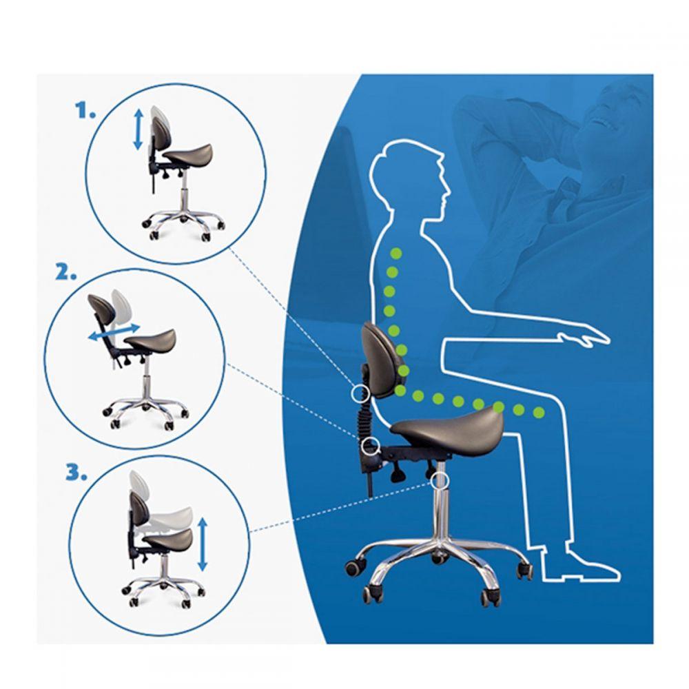 Ergonomisk sadelstol med ryglæn, grå, Bonito 2136