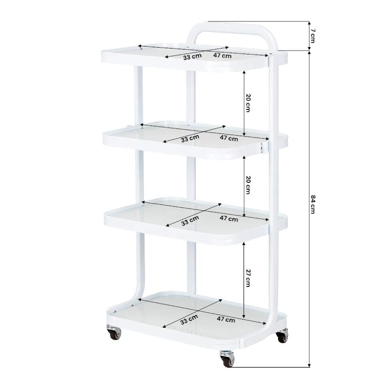 Bonito Rullebord model I7813, Aluminium med 4 glashylder, Hvid