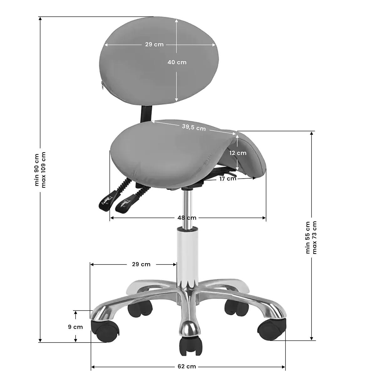 Ergonomisk sadelstol med ryglæn, grå, Bonito 2136