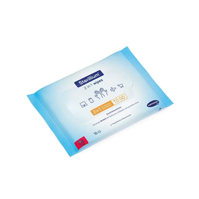 Sterillium 2 in 1 wipes, Desinficerende alkoholservietter, 15 x 20 cm, 15 stk
