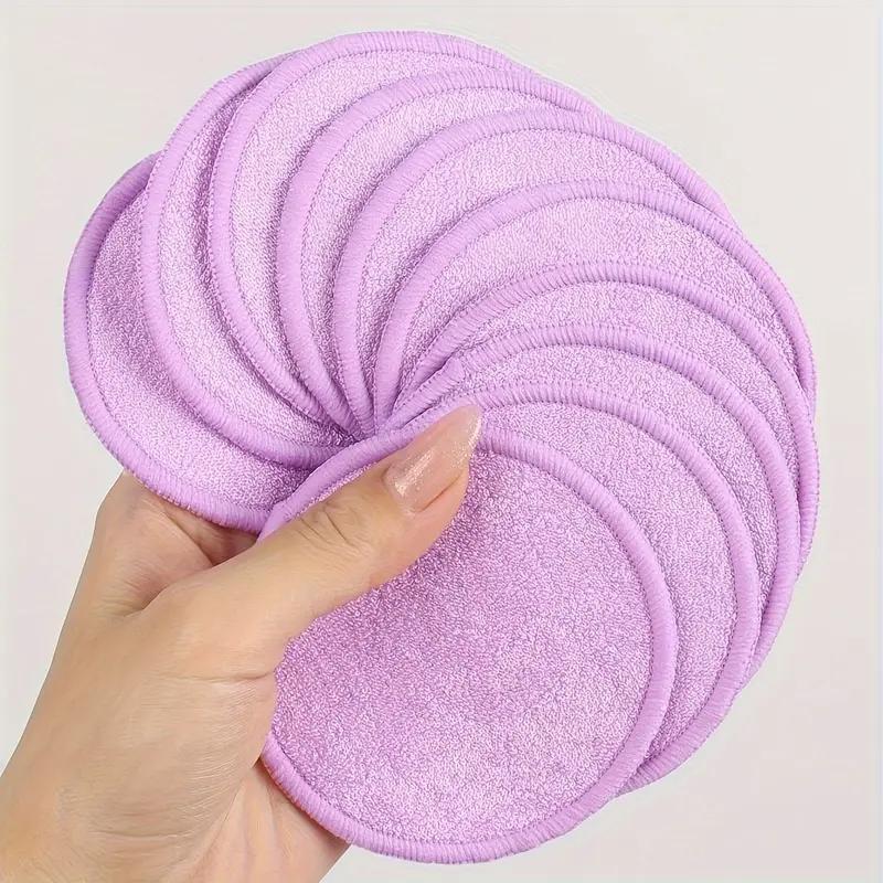 Makeupfjerner svamp af bambusfibre, Lilla, 10 styk