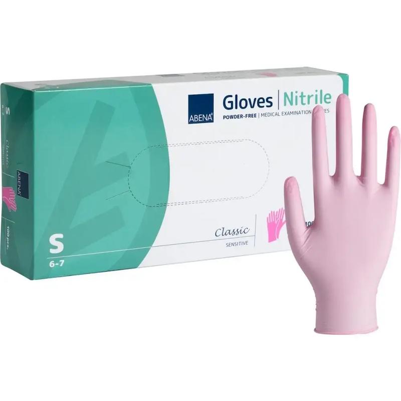 Pink Nitril Handsker størrelse Small, Abena Classic Sensitive