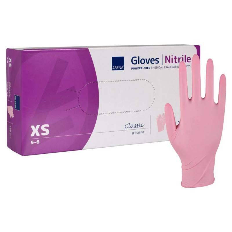 Pink Nitril Handsker størrelse Small, Abena Classic Sensitive