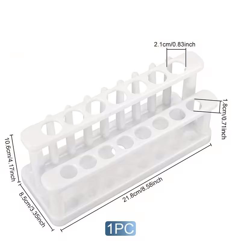 Reagensglas stativ i hvid plast, 15 huller
