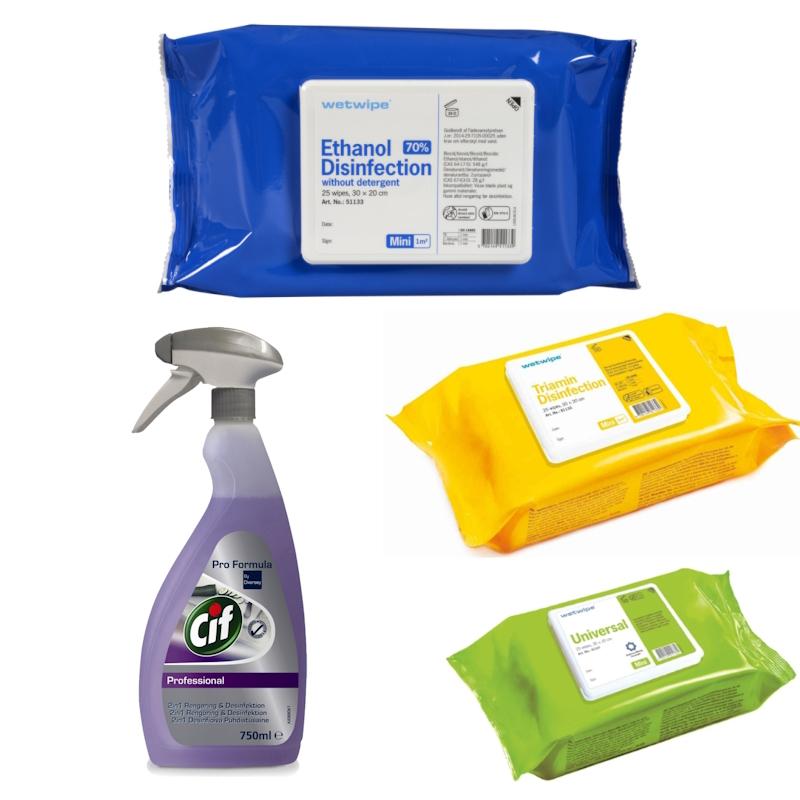 Rengøringspakke: Wet Wipes + Cif Professional