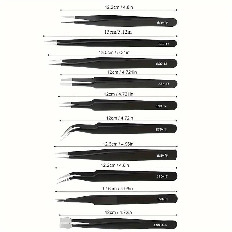 Precision Tweezer sæt med 10 pincetter