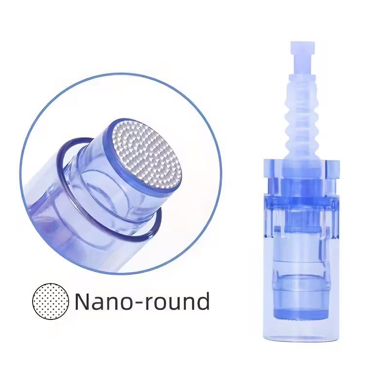 Nålehoved, rund nano-nåle med siliconedupper til Non-invasive microneedling.