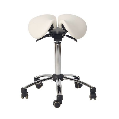 Ergonomisk behandlerstol - Sadelstol med 2-delt sæde, hvid