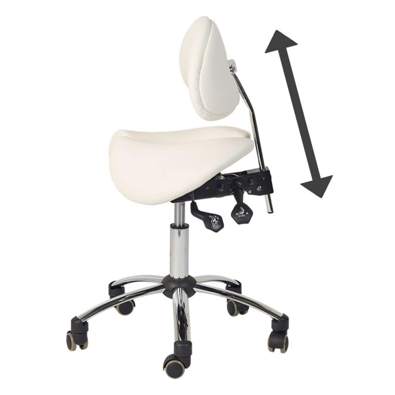Ergonomisk behandlerstol - Sadelstol med 2-delt sæde og ryglæn, hvid