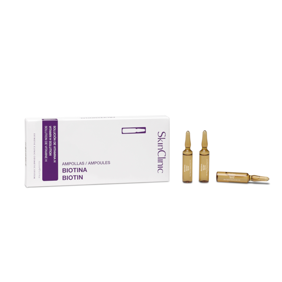 SkinClinic Biotin Ampoules, 10 x 5 ml ampuller, Styrker hår og hud