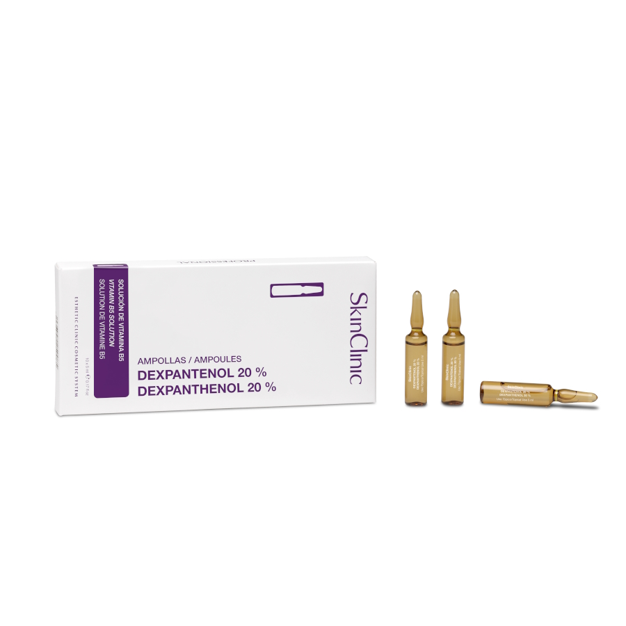 SkinClinic Dexpanthenol 20% Ampoules, 10 x 5 ml ampuller, Reparerer, fugter og beroliger huden.