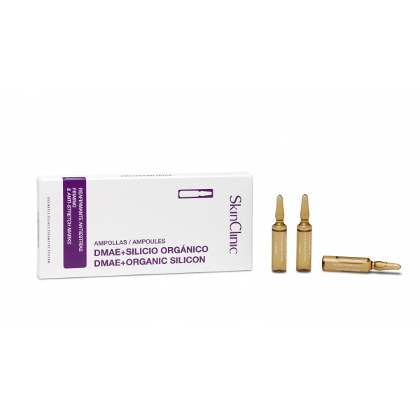 SkinClinic DMAE+Organic Silicon Ampoules, 10 x 5 ml, til behandling af slap hud og strækmærker