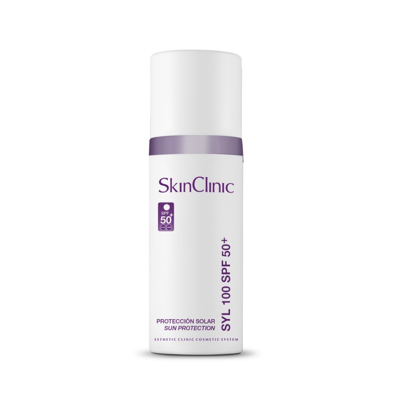 SkinClinic SYL 100 SPF50+, 5 ml minitube, Solcreme med Hyaluron og Collagen
