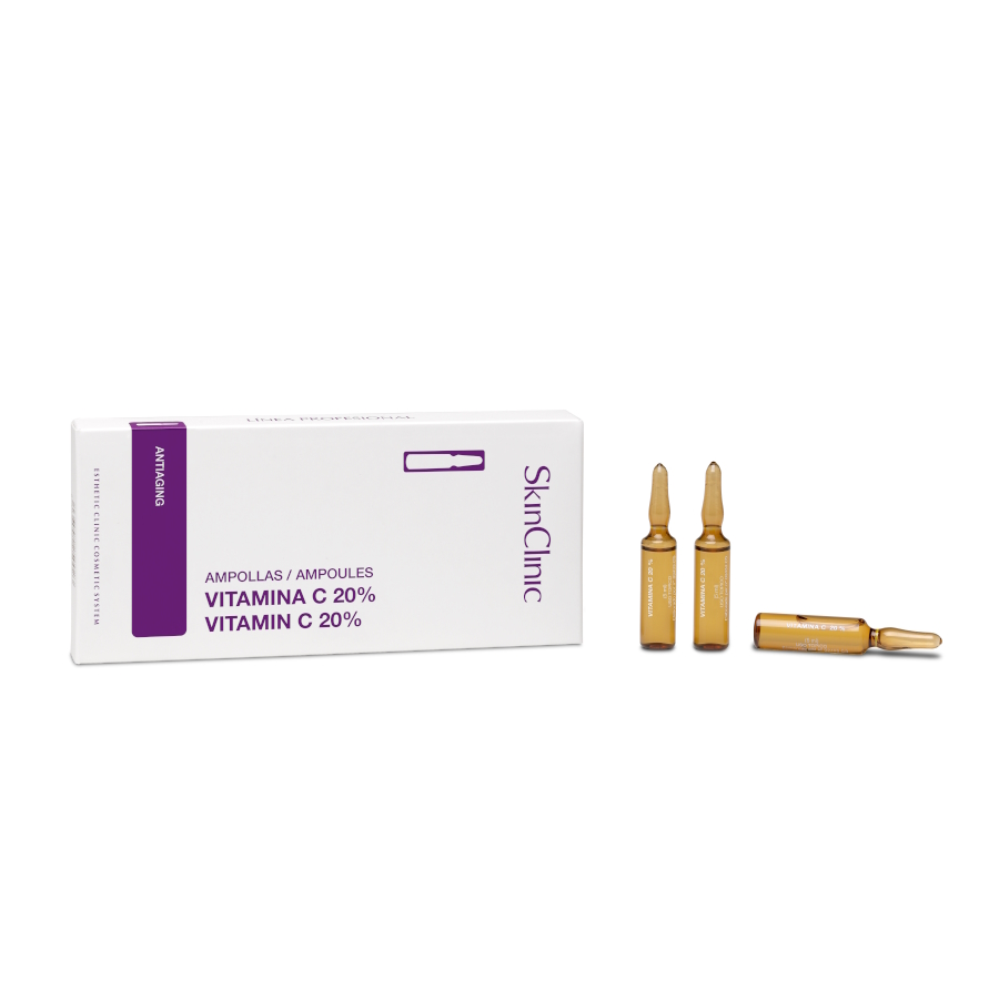 SkinClinic Vitamin-C 20% Ampoules, 10 x 5 ml. Ampul til lysning, anti-aging og anti-hårtab