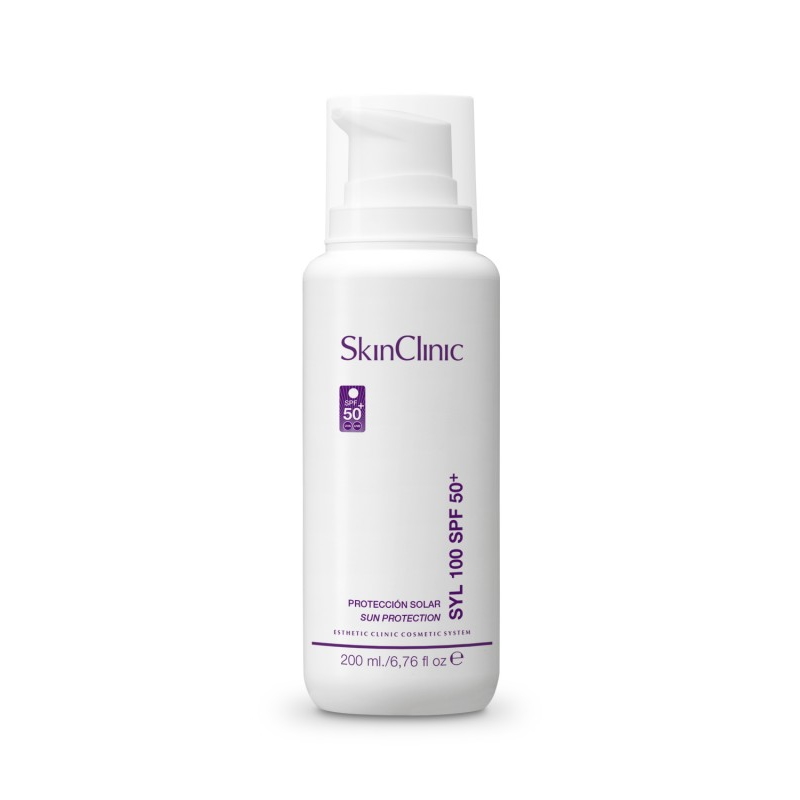 SkinClinic SYL 100 SPF50+, 200 ml, Solcreme med Hyaluron og Collagen