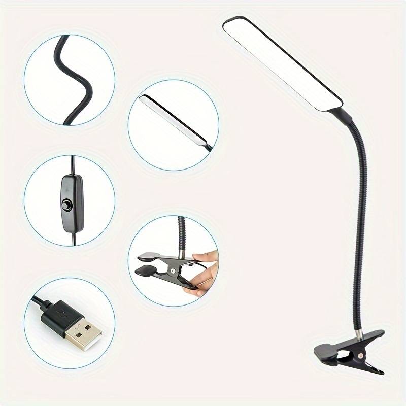 Arbejdslampe med klemme til bord, USB-LED, Hvid